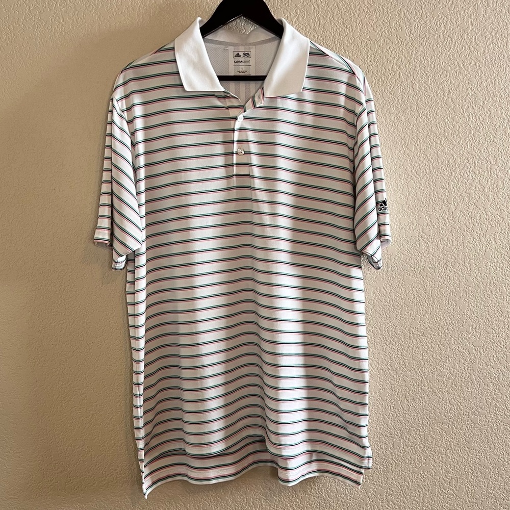 Adidas Clima Cool Striped Golf Polo Size Large
